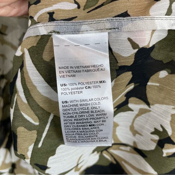 Chico's Olive Tan White Floral Semi Sheer Long Sleeve Top 4 - Picture 6 of 9